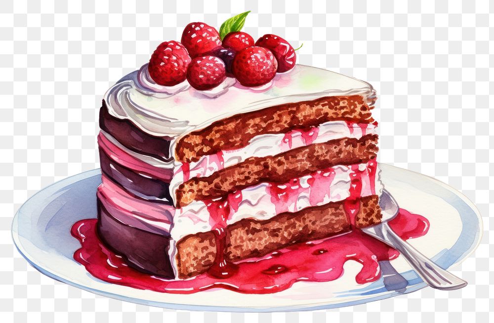 PNG Cake raspberry dessert cream. AI generated Image by rawpixel.