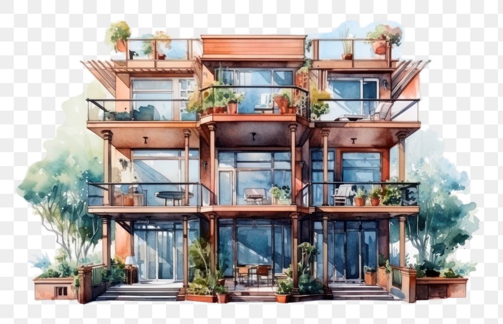 PNG Architecture building balcony house. AI generated Image by rawpixel.