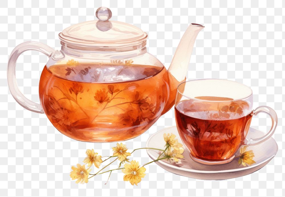 PNG Tea teapot saucer drink. AI generated Image by rawpixel.