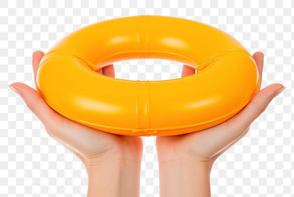PNG Hand white background inflatable lifebuoy. AI generated Image by rawpixel.