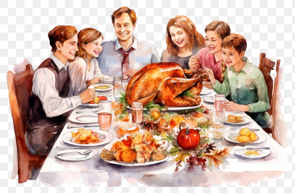 PNG Thanksgiving dinner supper family. AI generated Image by rawpixel.