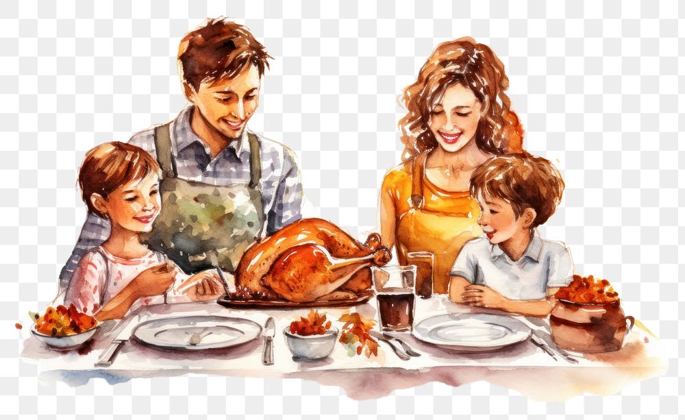 PNG Thanksgiving dinner family adult. AI generated Image by rawpixel.