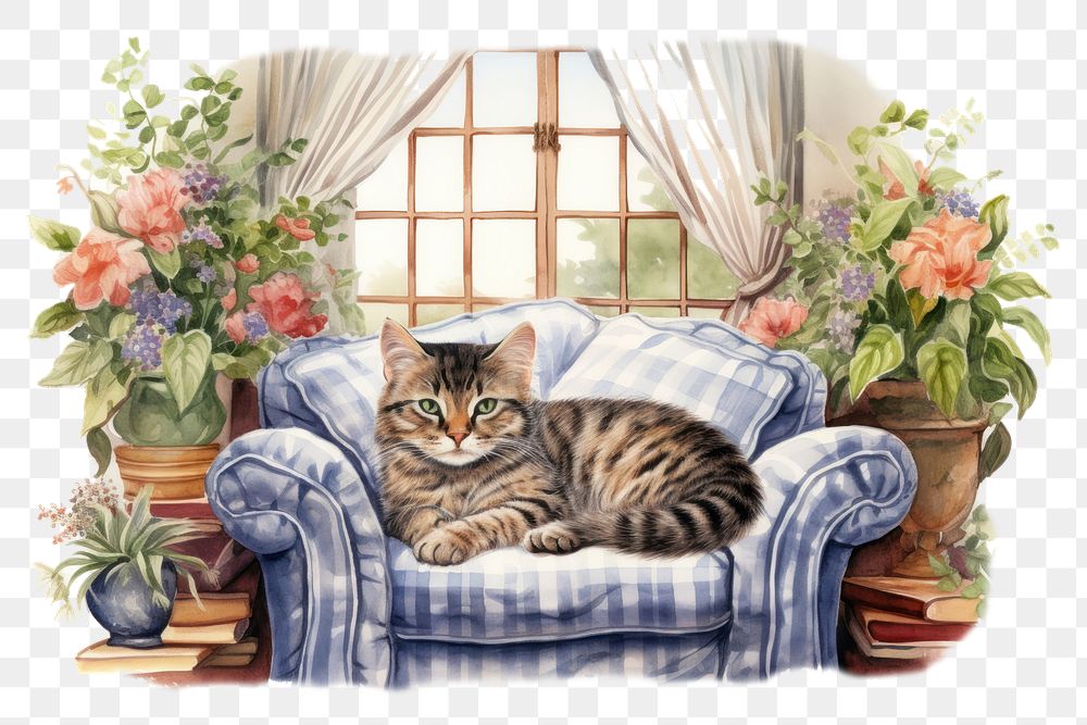 PNG Furniture cushion mammal animal. AI generated Image by rawpixel.