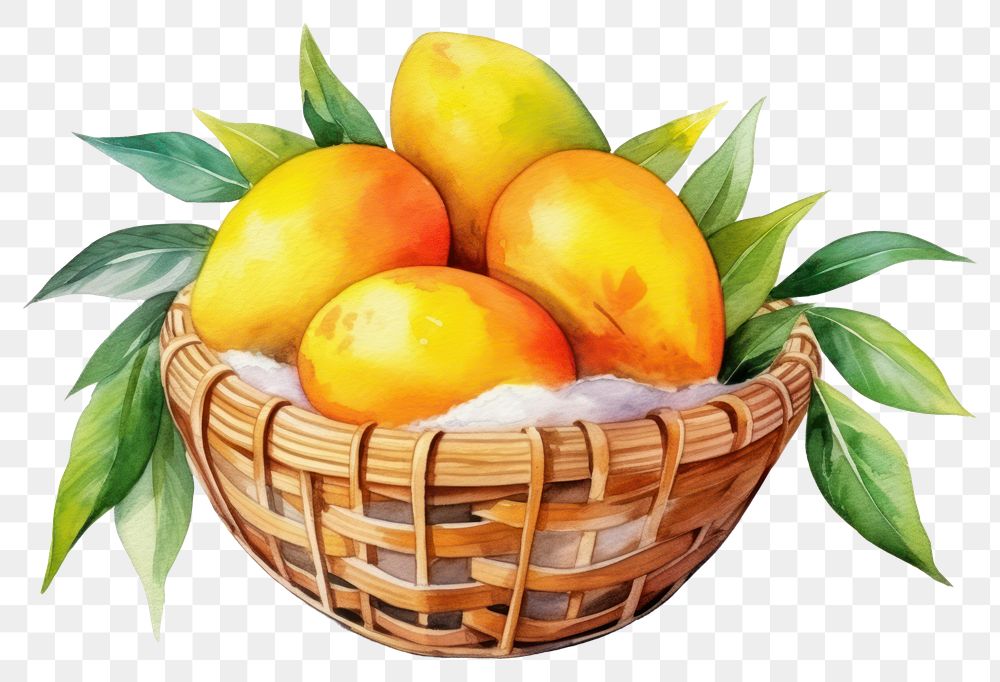 PNG Basket fruit mango plant. AI generated Image by rawpixel.