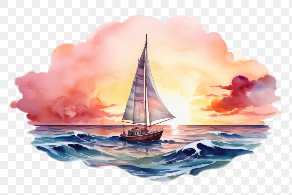 PNG Watercraft sailboat painting outdoors. AI generated Image by rawpixel.