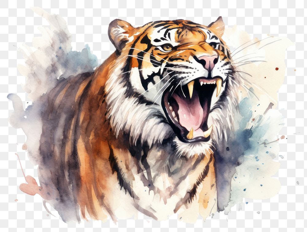 PNG Tiger wildlife roaring animal. AI generated Image by rawpixel.