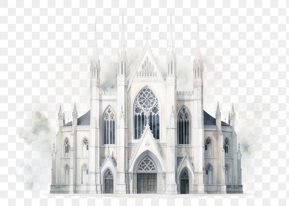 PNG Architecture cathedral building sketch. 