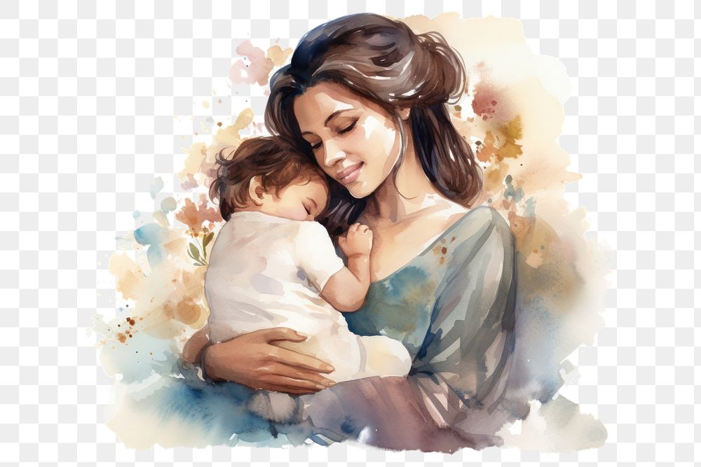 PNG Portrait hugging baby togetherness. AI generated Image by rawpixel.