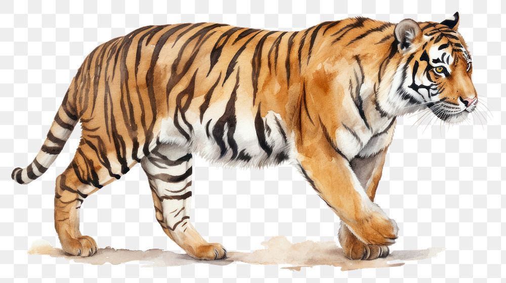 PNG Tiger wildlife walking animal. AI generated Image by rawpixel.