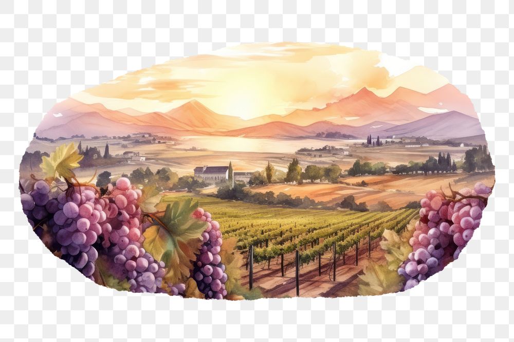 PNG Vineyard outdoors painting nature. AI generated Image by rawpixel.