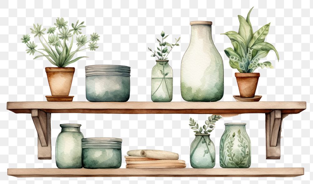 PNG Shelf table plant vase. AI generated Image by rawpixel.