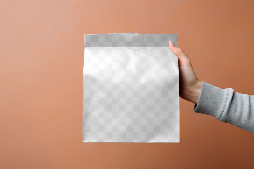 Paper food bag png mockup, transparent design