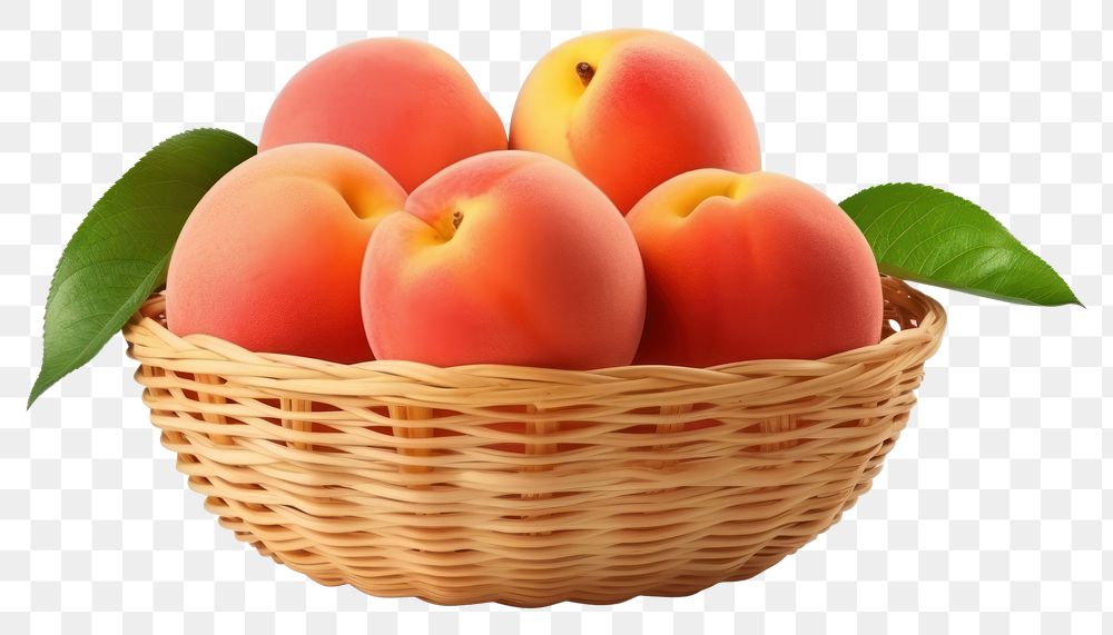PNG Peach fruit basket plant. AI generated Image by rawpixel.