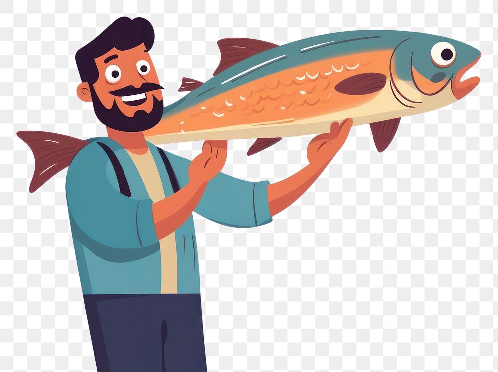 PNG Fish fisherman holding animal. AI generated Image by rawpixel.