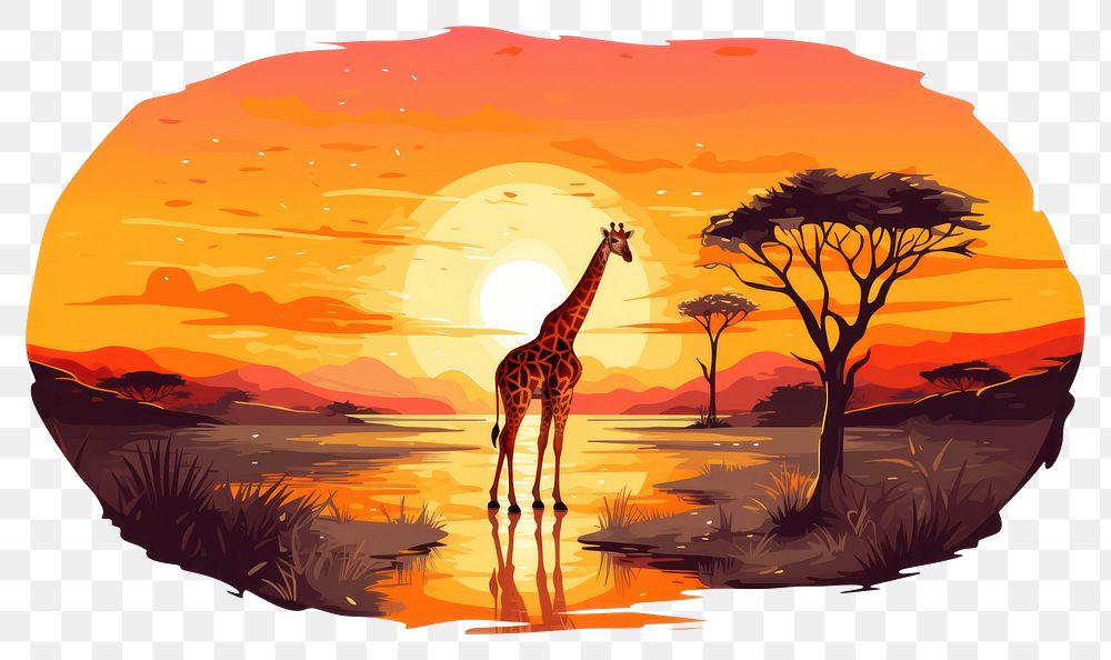 PNG Savanna giraffe wildlife outdoors. AI generated Image by rawpixel.