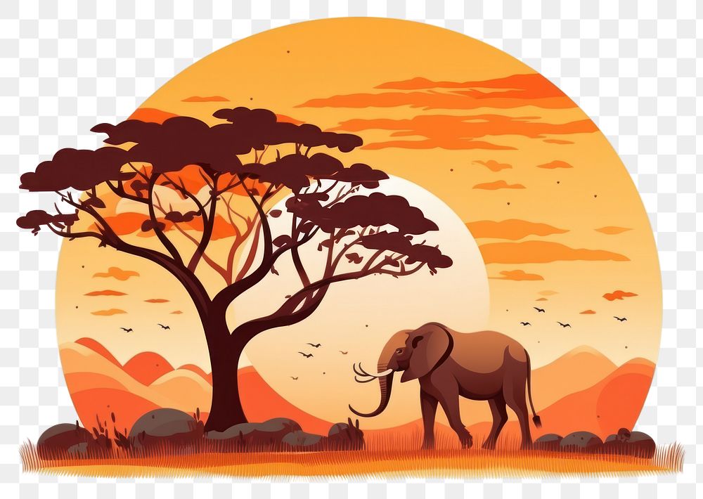 PNG Savanna landscape elephant wildlife. AI generated Image by rawpixel.