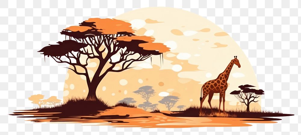 PNG Savanna wildlife outdoors giraffe. AI generated Image by rawpixel.
