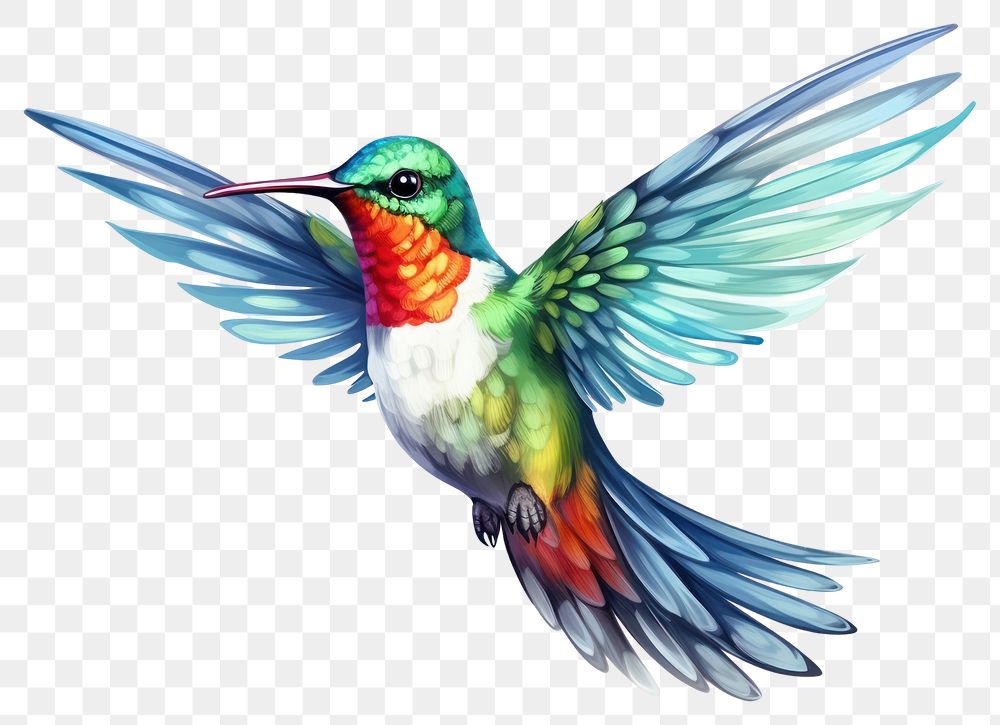 PNG Hummingbird animal flying white background