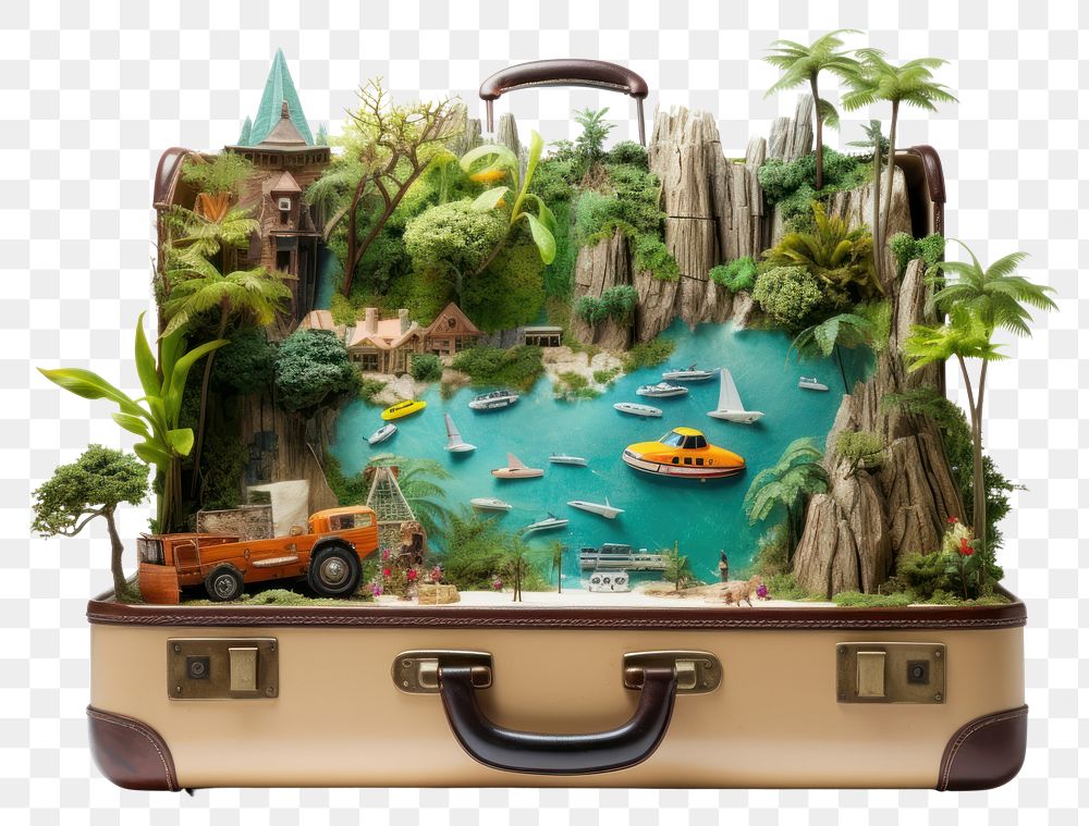 PNG Suitcase luggage travel plant. AI generated Image by rawpixel.