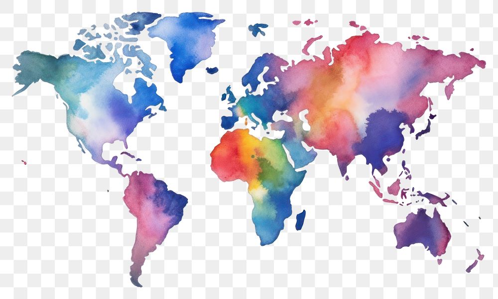 PNG Map world paint white background. AI generated Image by rawpixel.