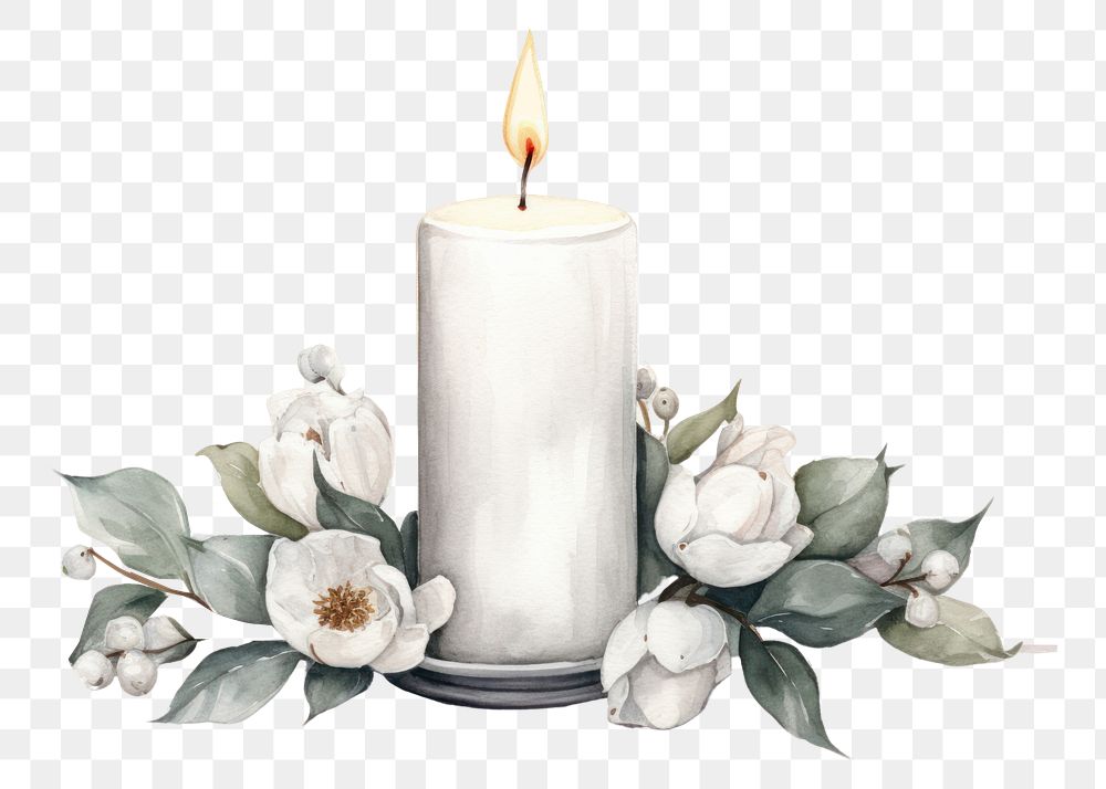PNG Candle flower plant white. AI generated Image by rawpixel.