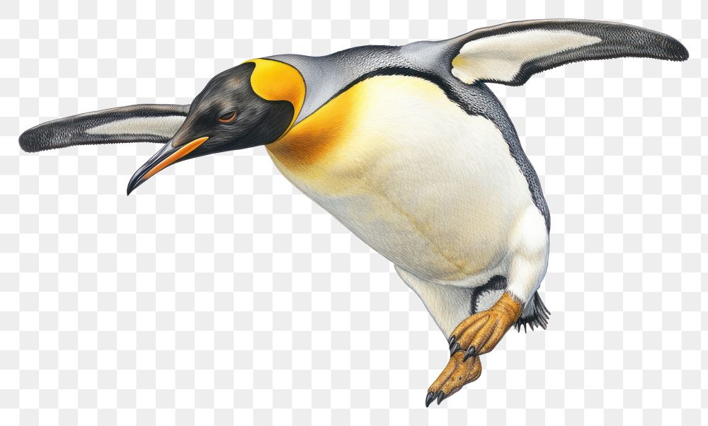 PNG Penguin animal bird king penguin, digital paint illustration. AI generated image