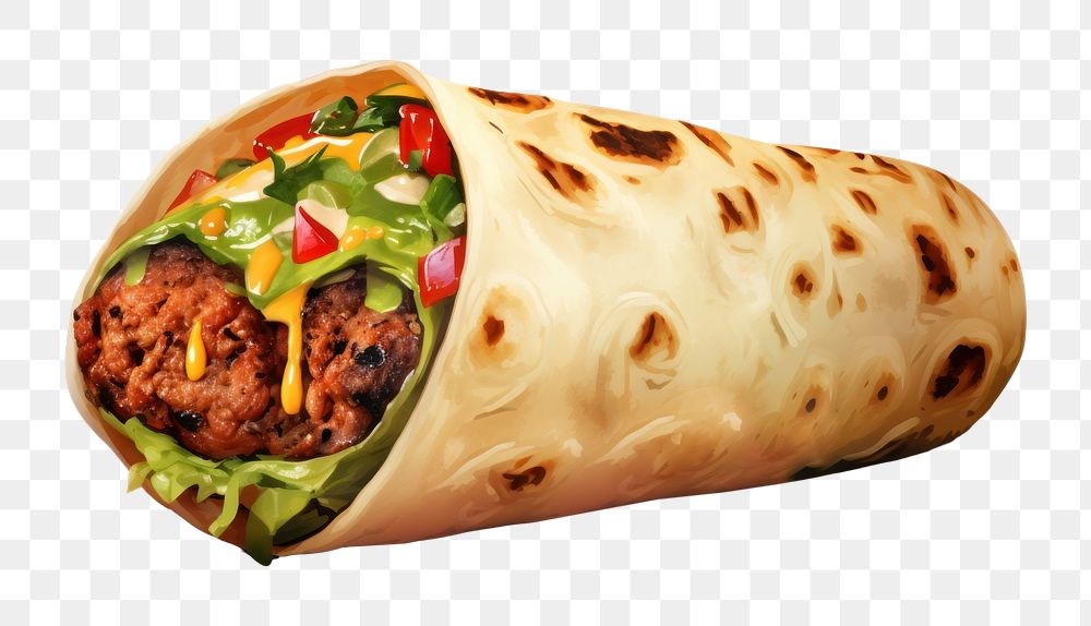 PNG Burrito bread food flatbread. AI generated Image by rawpixel.