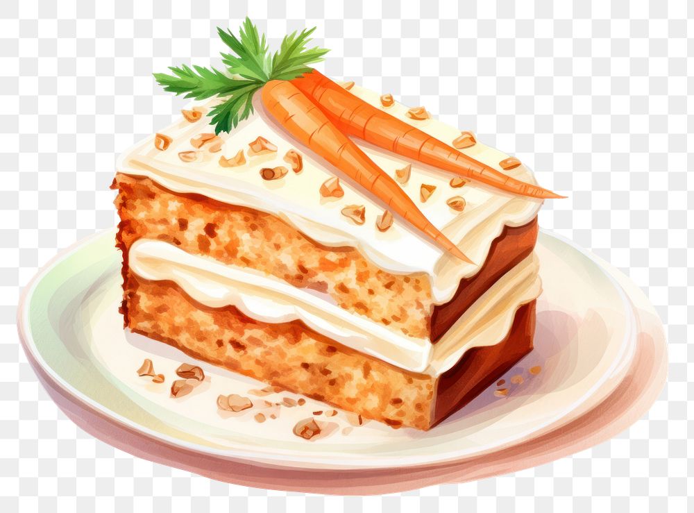 PNG Cake dessert carrot plate. AI generated Image by rawpixel.
