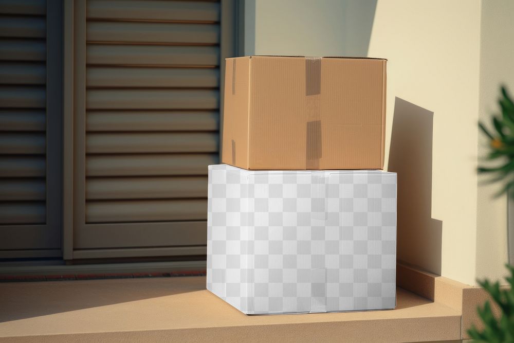 Moving boxes png transparent mockup