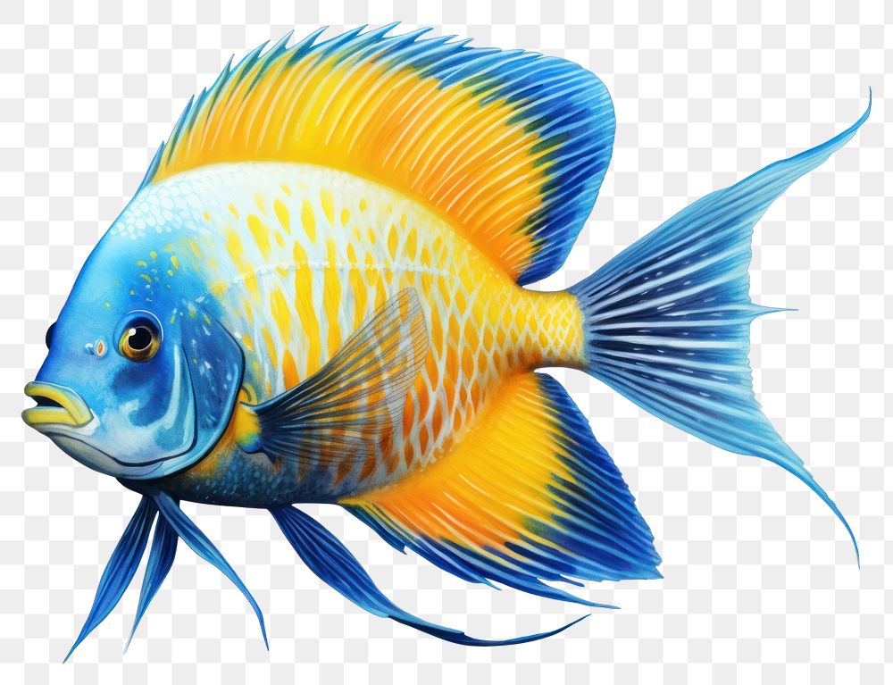 PNG Fish angelfish animal pomacanthidae, digital paint illustration. AI generated image