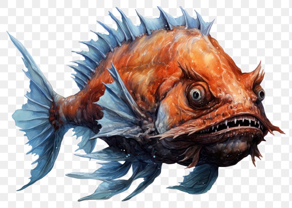 PNG Fish animal underwater goldfish, digital paint illustration. AI generated image