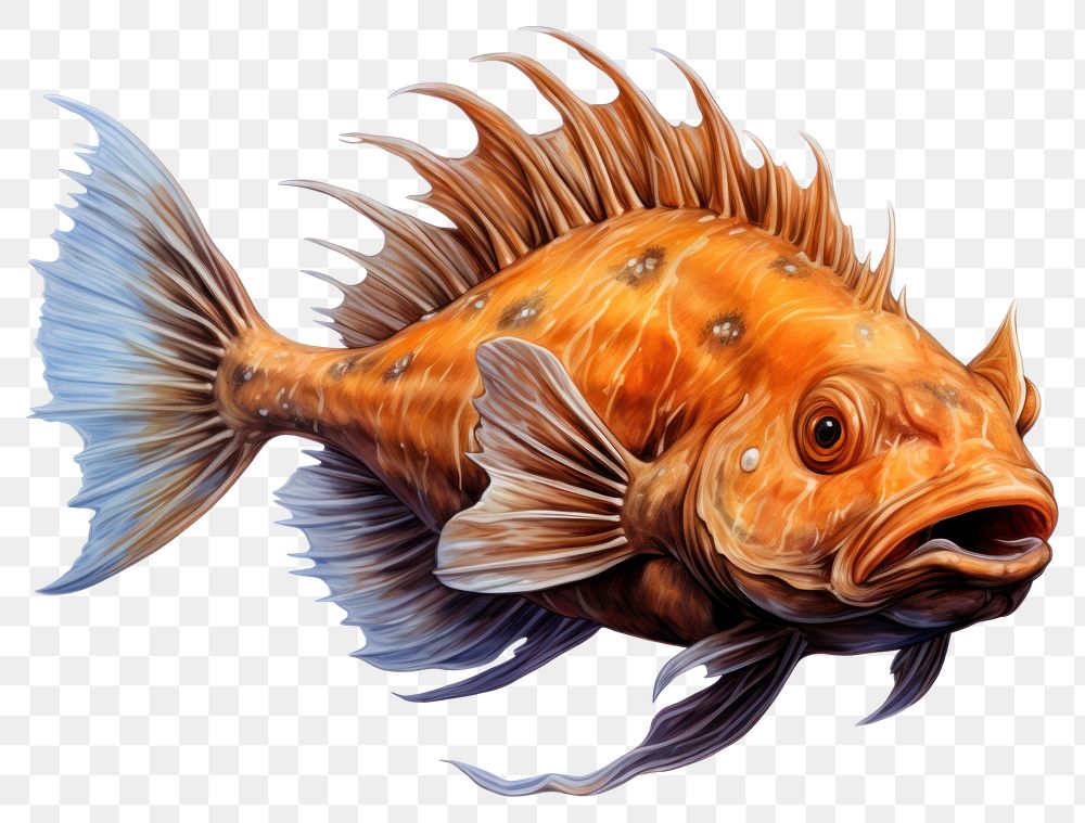 PNG Fish animal white background underwater, digital paint illustration. AI generated image