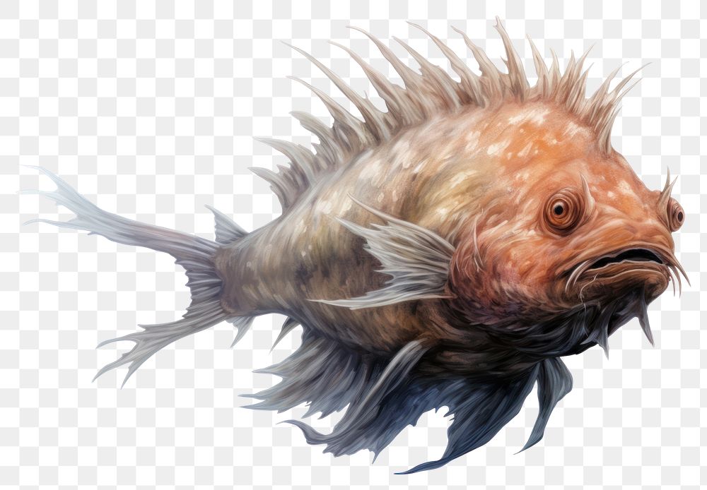 PNG Fish animal white background underwater, digital paint illustration. AI generated image