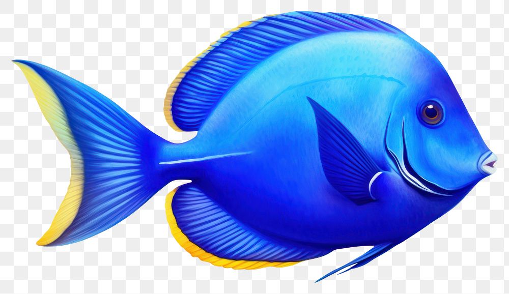 PNG Fish animal blue pomacanthidae, digital paint illustration.