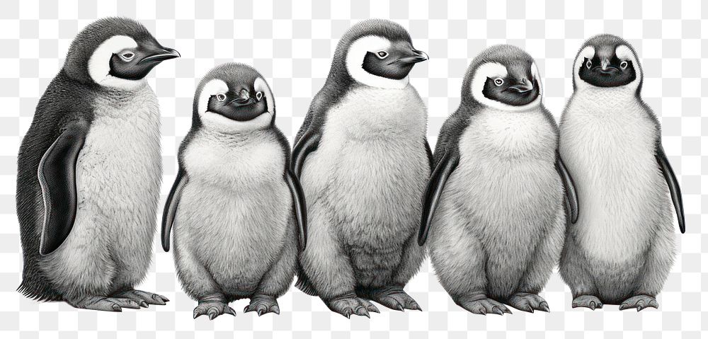 PNG Penguin animal bird monochrome, digital paint illustration.