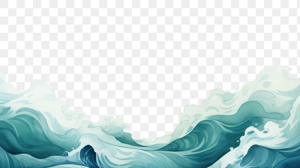 PNG Nature wave sea creativity, digital paint illustration. AI generated image