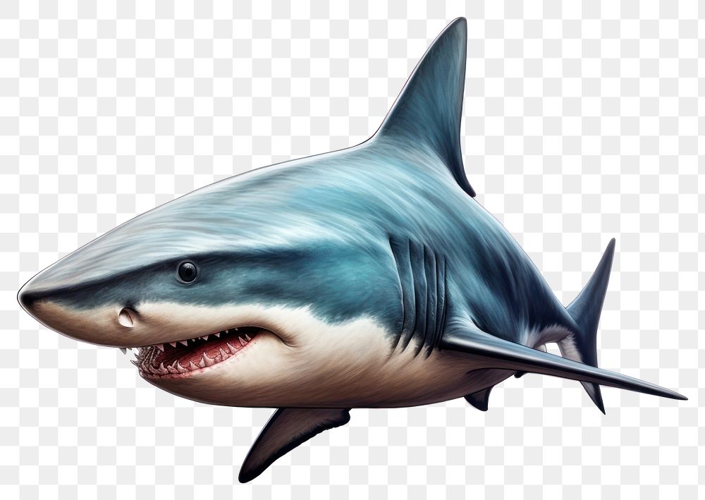 PNG Shark animal fish aggression, digital paint illustration. AI generated image