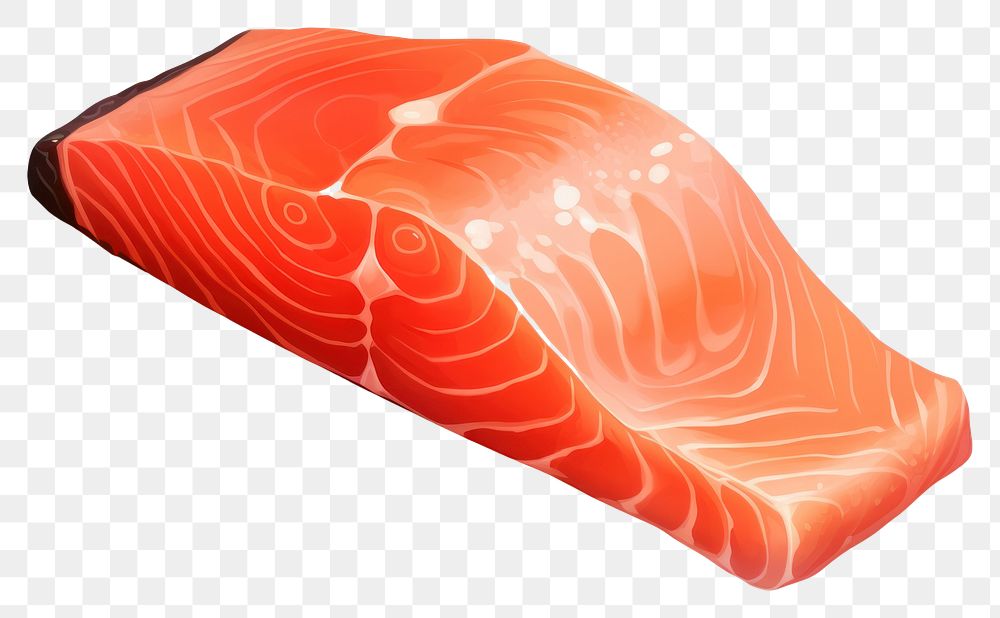 PNG Salmon seafood white background vegetable, digital paint illustration. AI generated image