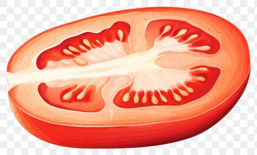 PNG Tomato vegetable sliced food, digital paint illustration. AI generated image