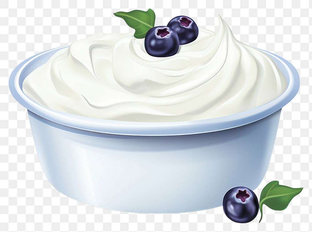 PNG Dessert yogurt cream berry, digital paint illustration. AI generated image