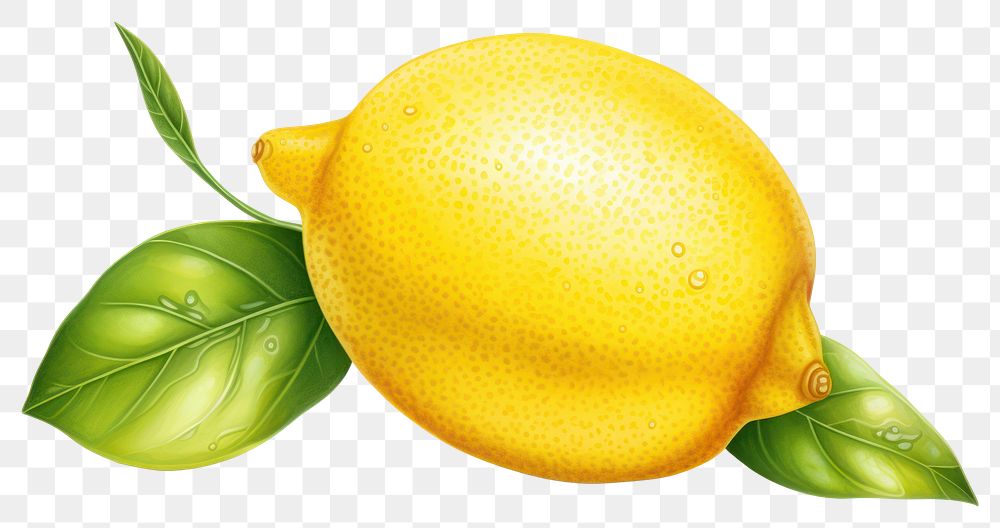PNG Lemon fruit plant food, digital paint illustration. AI generated image