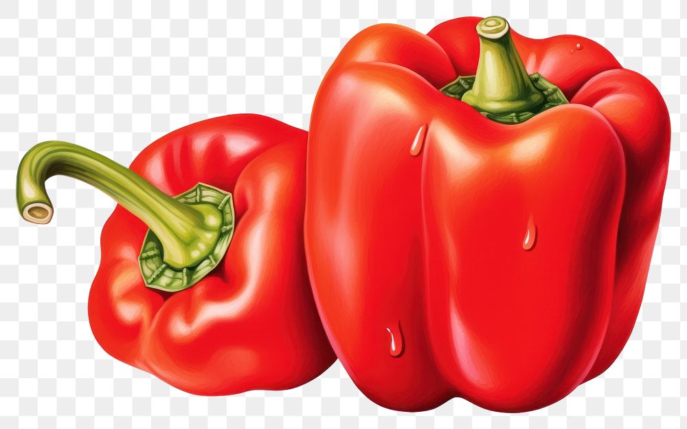 PNG Vegetable pepper plant food, digital paint illustration.