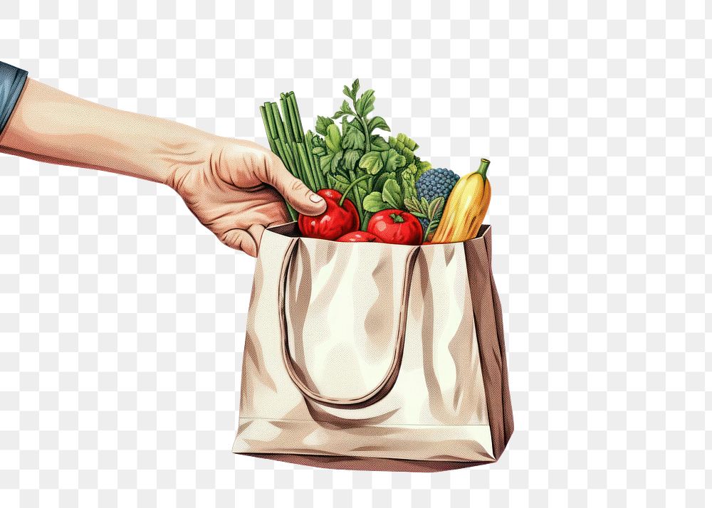 PNG Bag shopping handbag white background, digital paint illustration. AI generated image