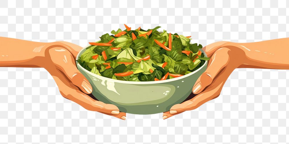 PNG Salad food bowl hand. 