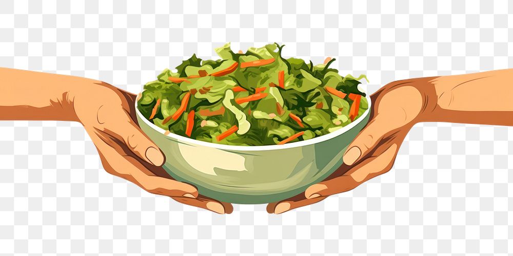 PNG Salad food bowl hand. AI generated Image by rawpixel.