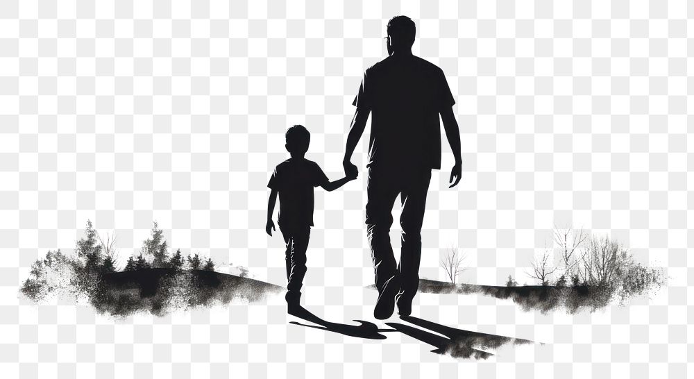 PNG Silhouette walking adult togetherness. AI generated Image by rawpixel.