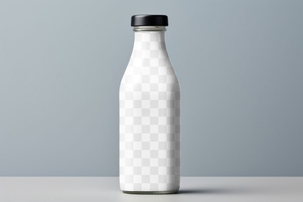 Milk bottle png mockup, transparent design