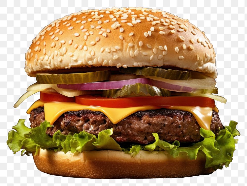 PNG Cheese burger food hamburger. AI generated Image by rawpixel.