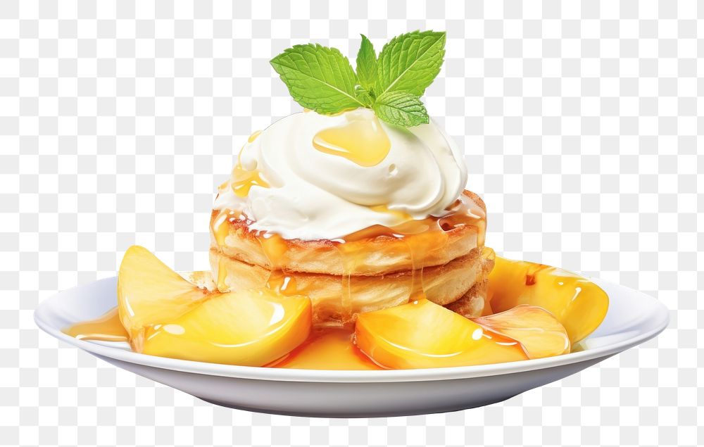 PNG Dessert pancake cream fruit. AI generated Image by rawpixel.