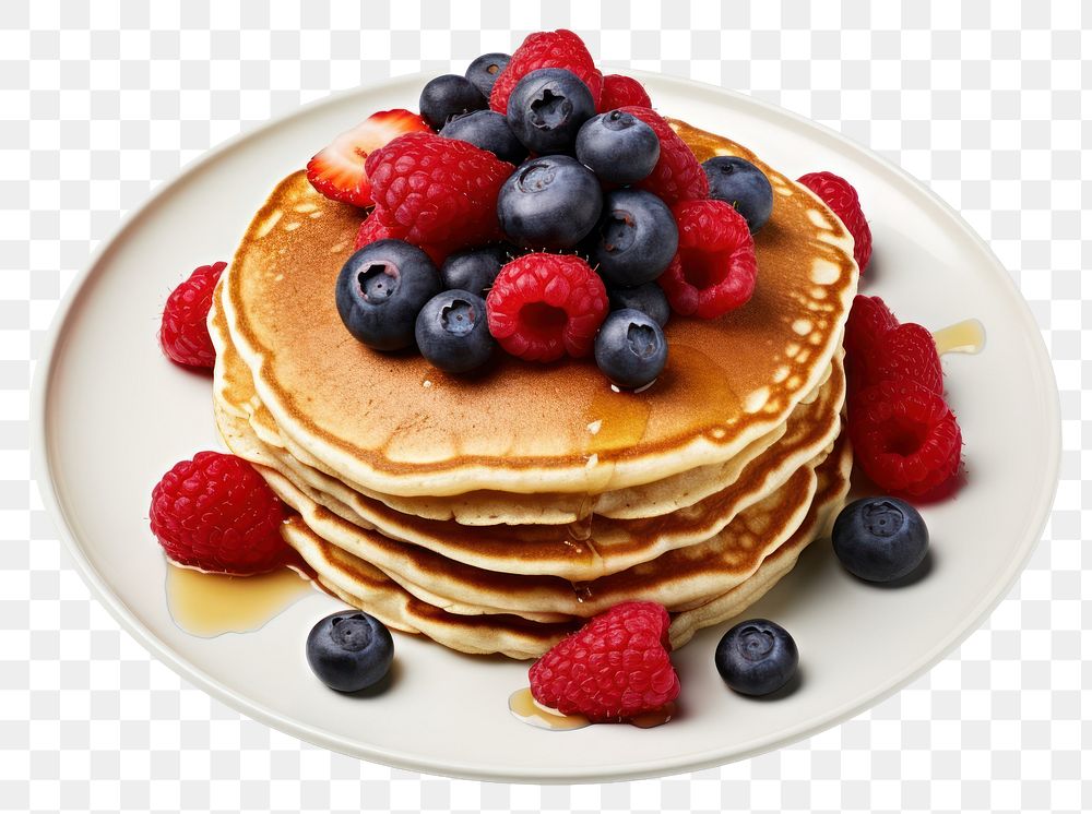 PNG Blueberry pancake fruit plate. AI generated Image by rawpixel.